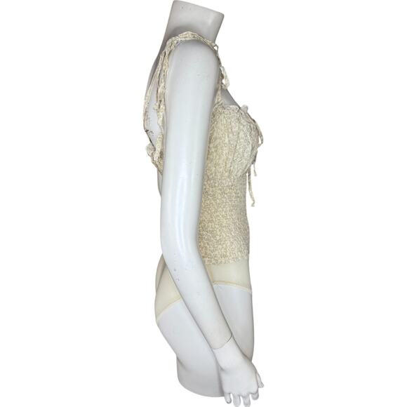 Intimately Free People Ivory Combo Bardot Sleeveless Bodysuit Womens M NWT - Picture 11 of 14